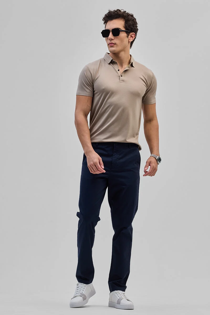 Snitch Navy Navy Slim Fit Trousers for Men | Best Price UAE